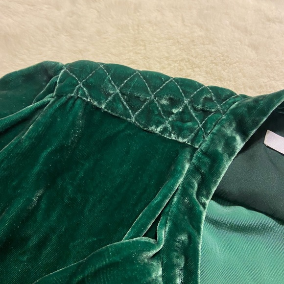 FRAME minimalist silk velvet quilted top size Small dark green - Picture 5 of 8